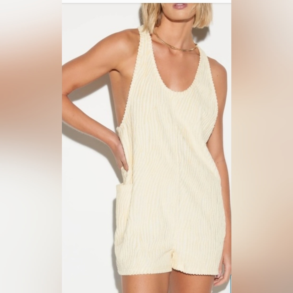 NWT Spiritual Gangster Soft Cream Ribbed Terry Romper